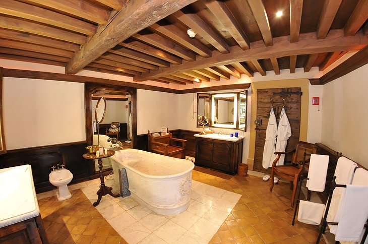 Wooden bathroom at Chateau de Bagnols