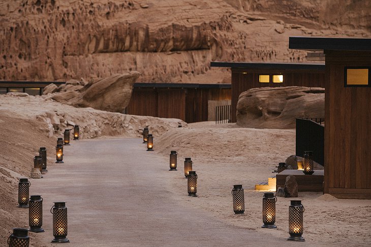 Habitas AlUla Desert Hotel Pathway With Candlelights