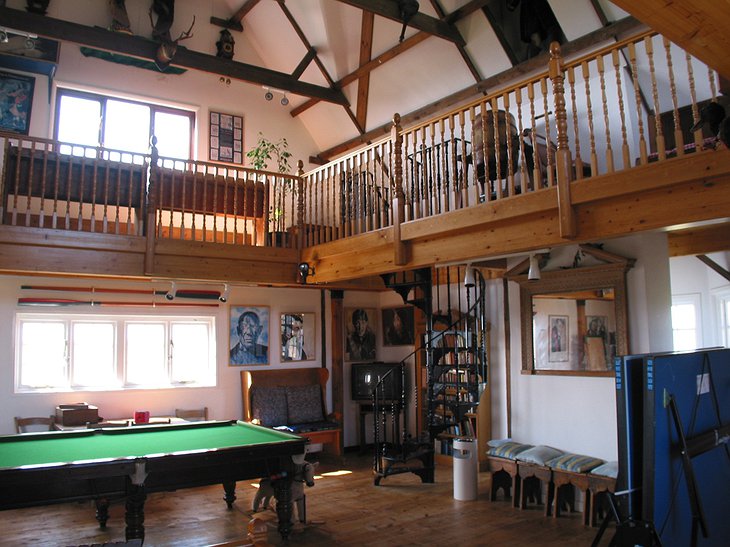 House in the Clouds living room with pool table