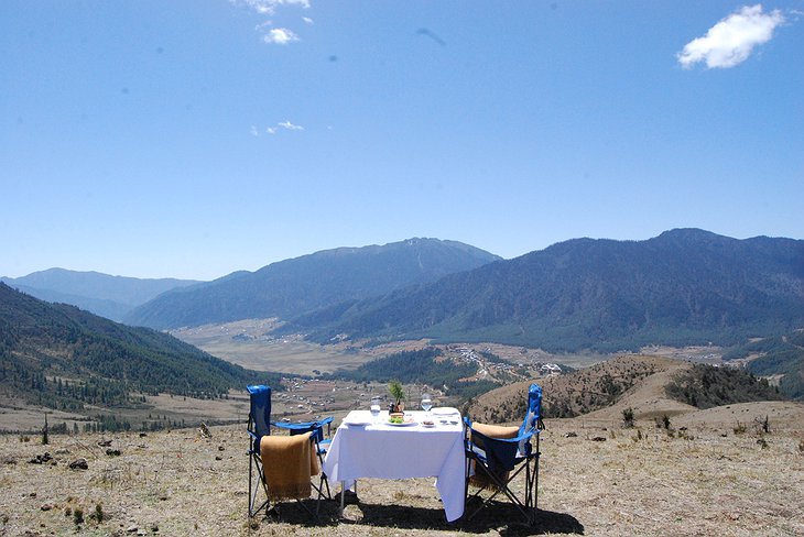 Outdoor Dining In The Gangtey Valley in Bhutan