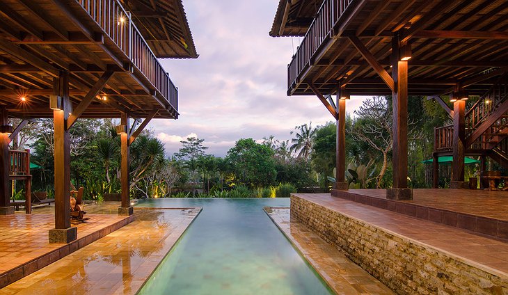 Villa Atas Awan Pool Jungle View in the Evening