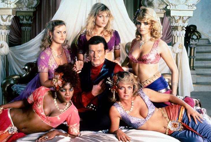 Roger Moore and the Octopussy girls