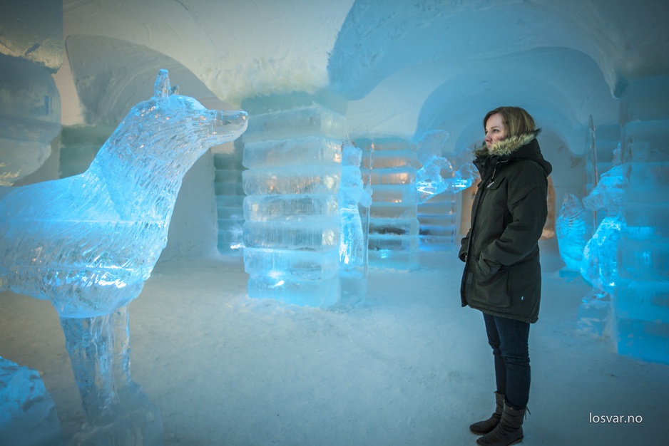 Ice igloo and a girl