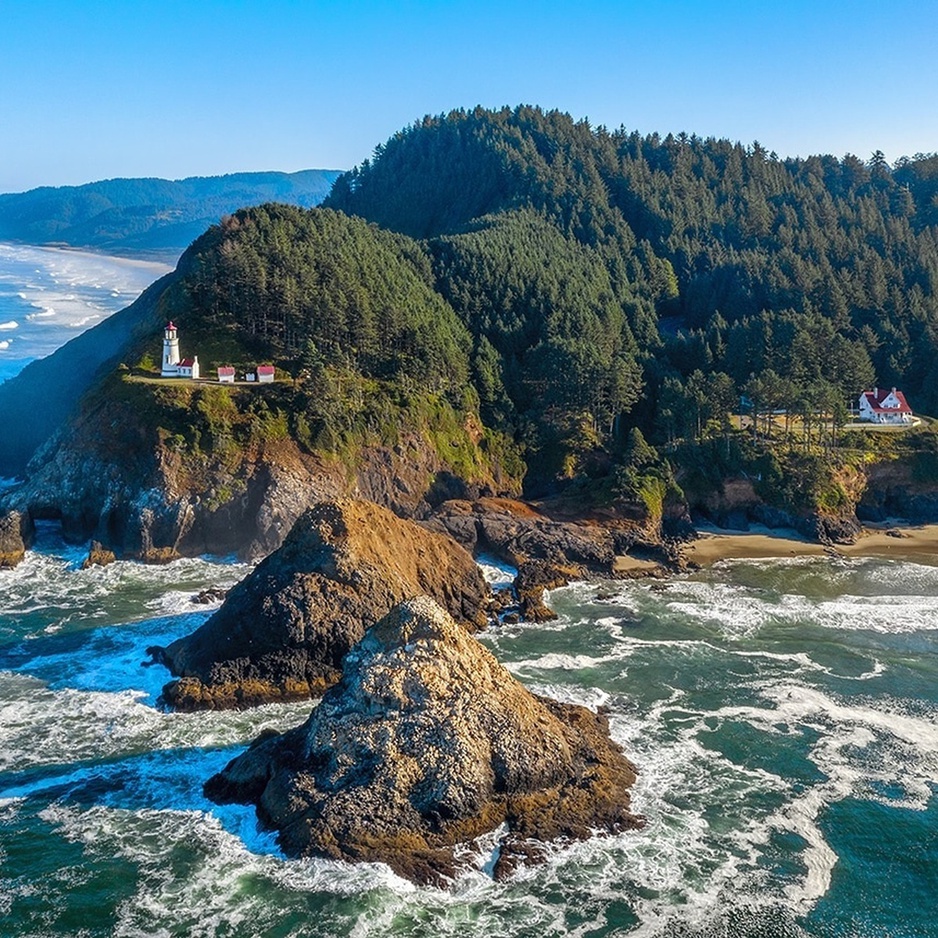 Heceta Head Lighthouse Drone View