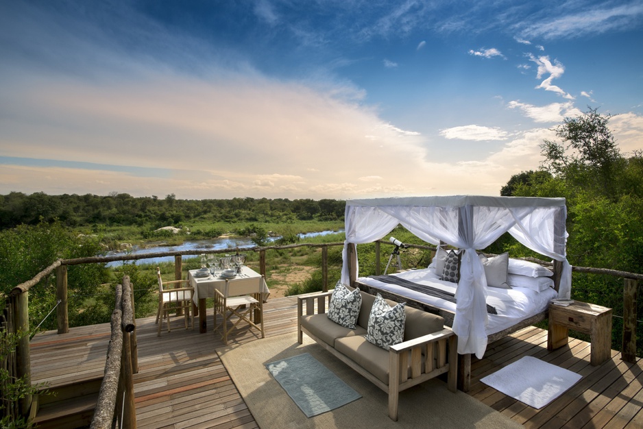 Bed under the open sky in South Africa