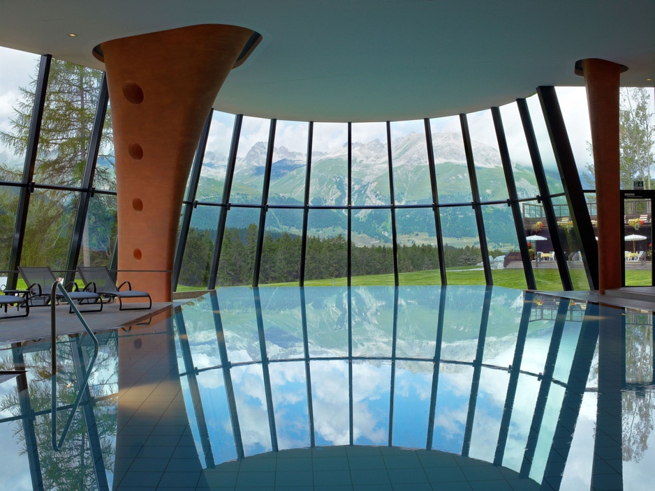 Pool with mountain views