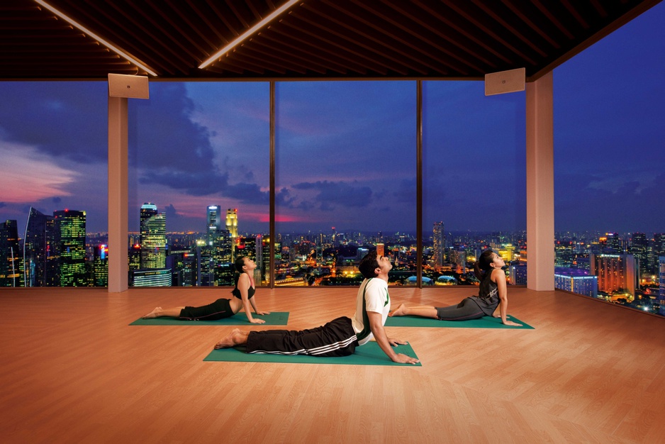 Yoga with view on Singapore