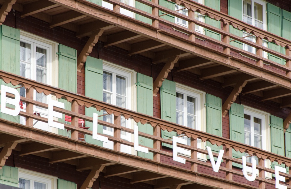 Hotel Bellevue Des Alpes Historic Building Facade Close-Up