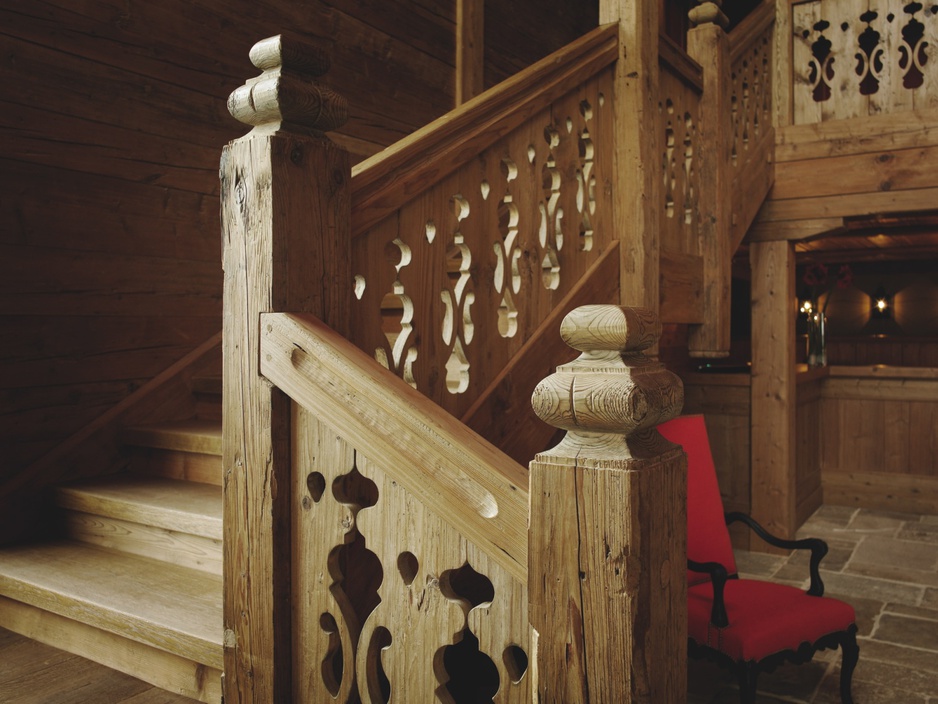 LeCrans Hotel & Spa wooden stairs