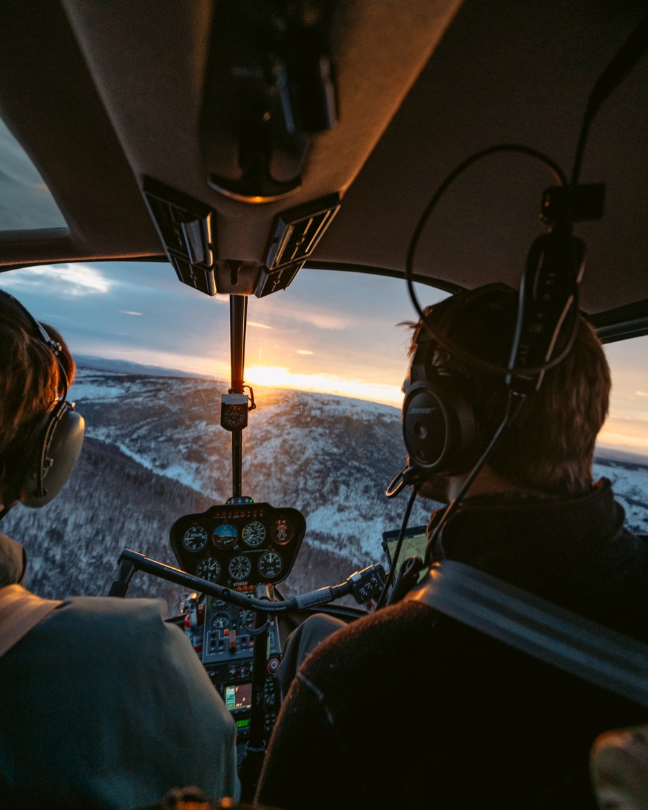 Borealis Basecamp Helicopter Tour Above The Frozen Alaskan Landscape