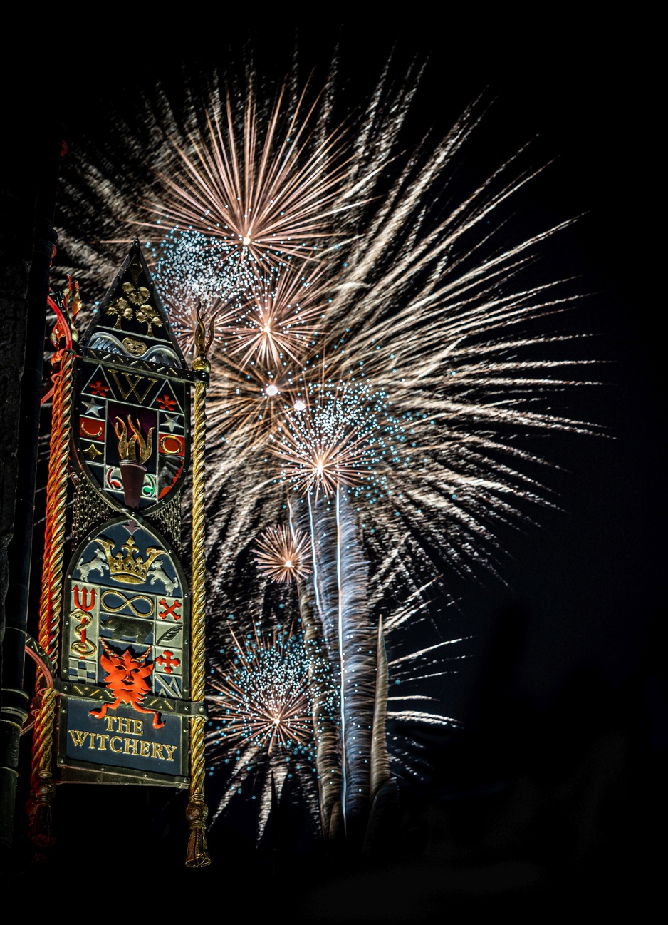 The Witchery by the Castle Sign and Fireworks