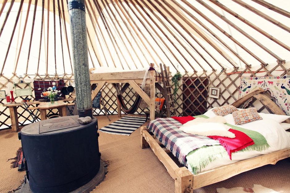 Black Mountains Yurt oak double-bed