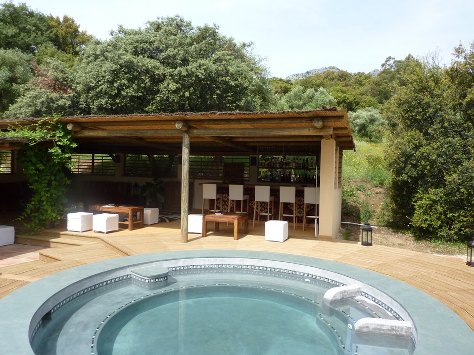 The Hoopoe Yurt Hotel plunge pool and bar