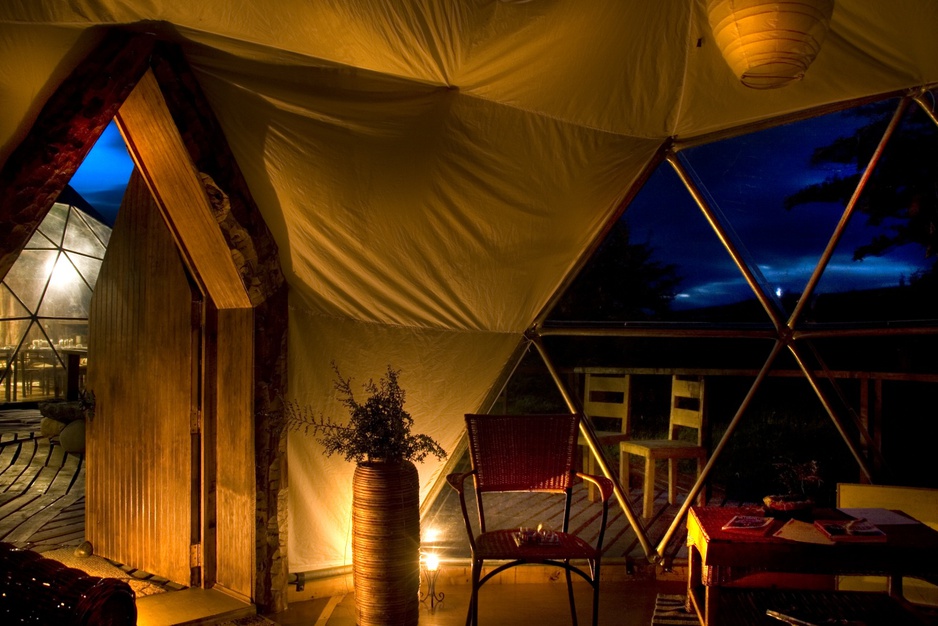 EcoCamp Patagonia community dome interior