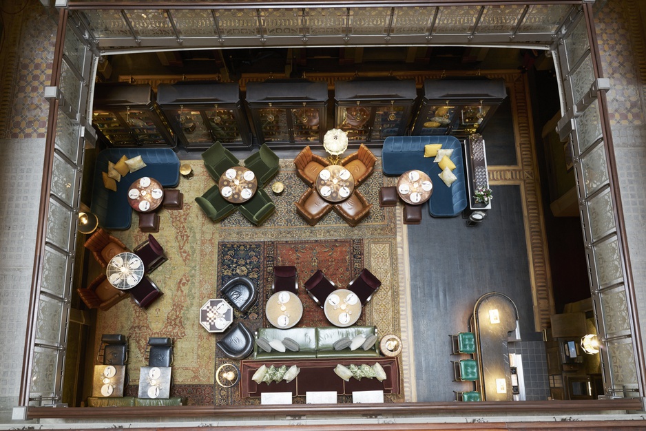 Looking down on the lounge from the top of the atrium