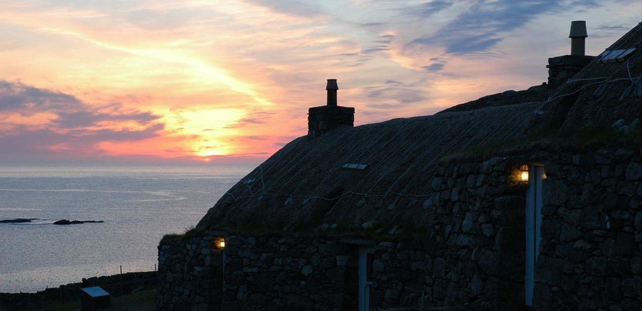 Gearrannan Blackhouse Village Sunset Panorama