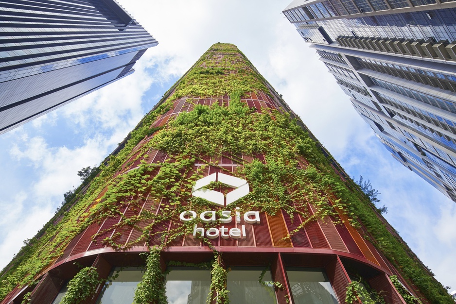 Oasia Hotel Downtown Singapore Building with Green Facade