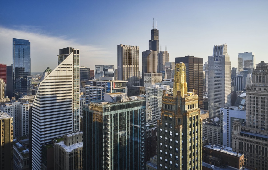 Chicago Skyline With The Carbide & Carbon Building