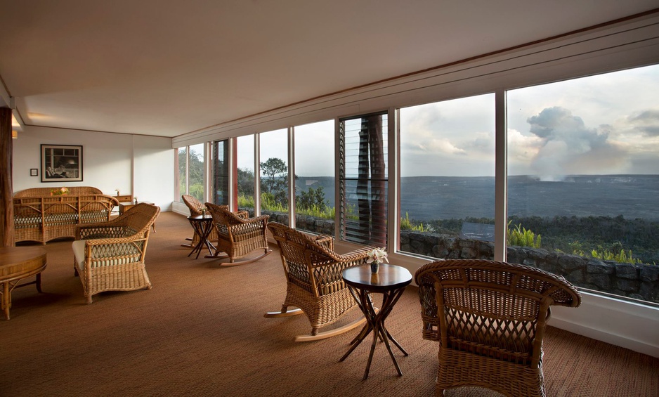 Volcano House Hotel Living Room With Volcano View