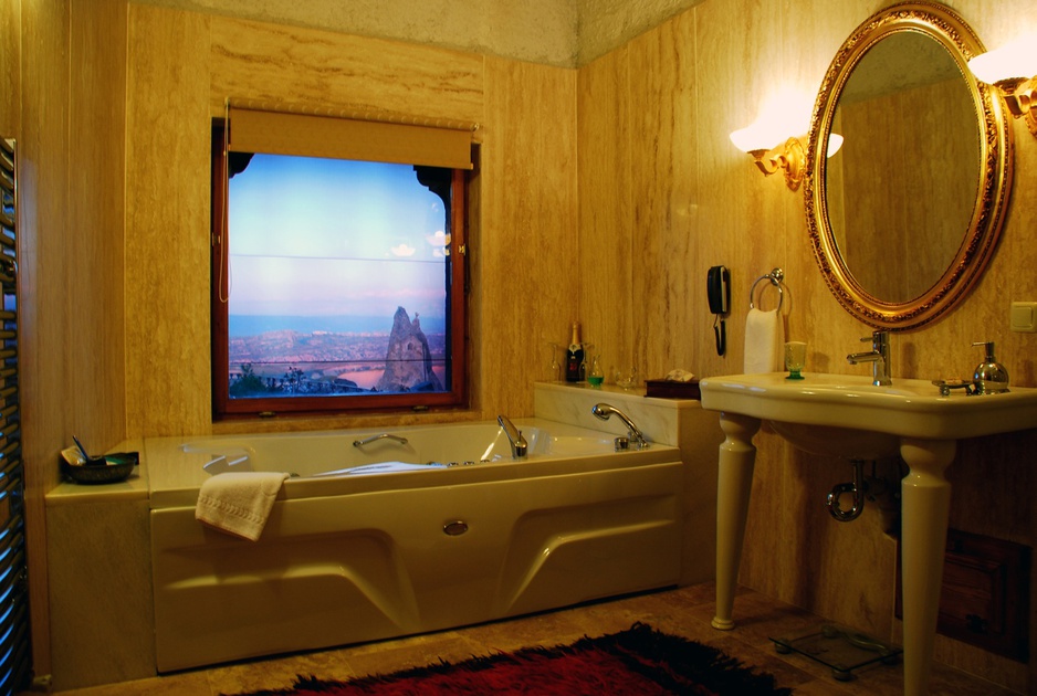 Bathroom with view on Cappadocia