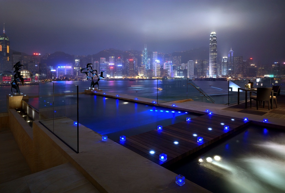 InterContinental Hong Kong Presidential Suite pool at night