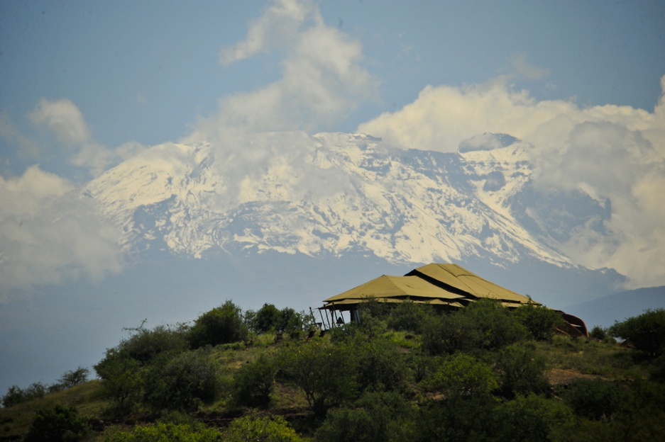 Shu'mata Camp and Kilimanjaro in the background