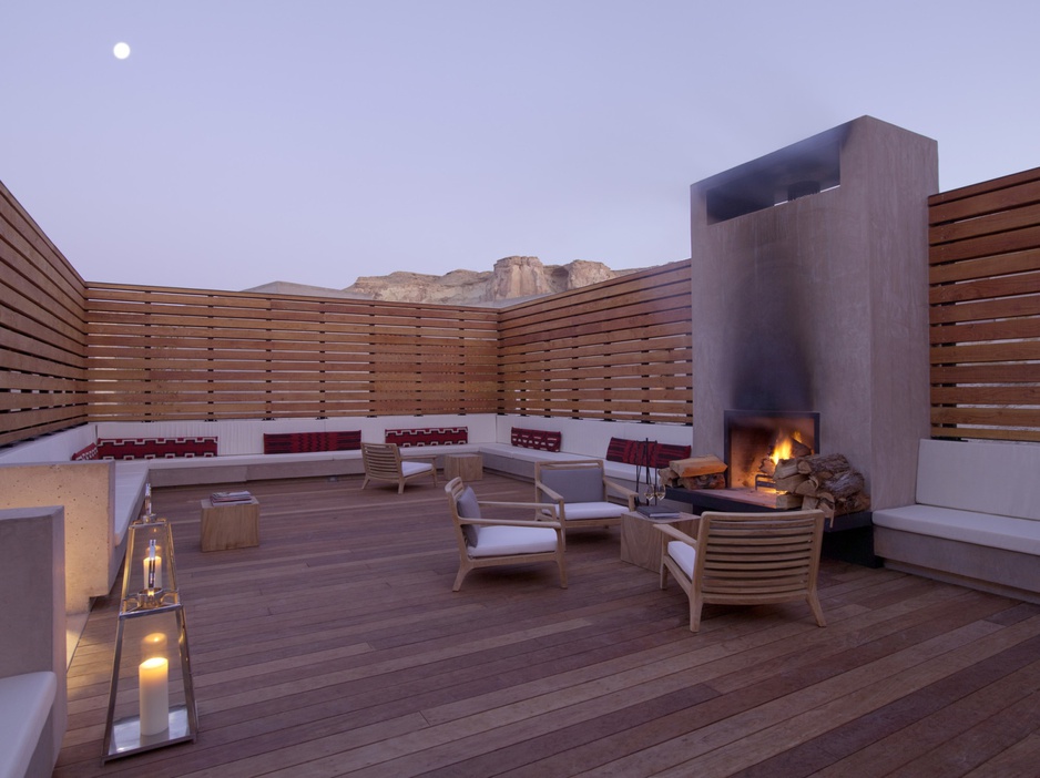 Amangiri Villas terrace with fireplace