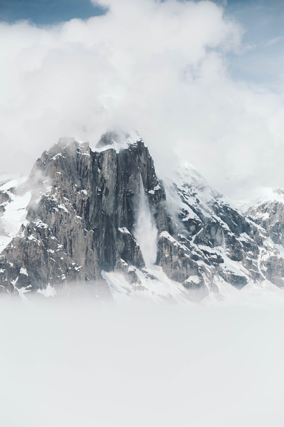 Snowy Mountains In The Denali National Park And Preserve