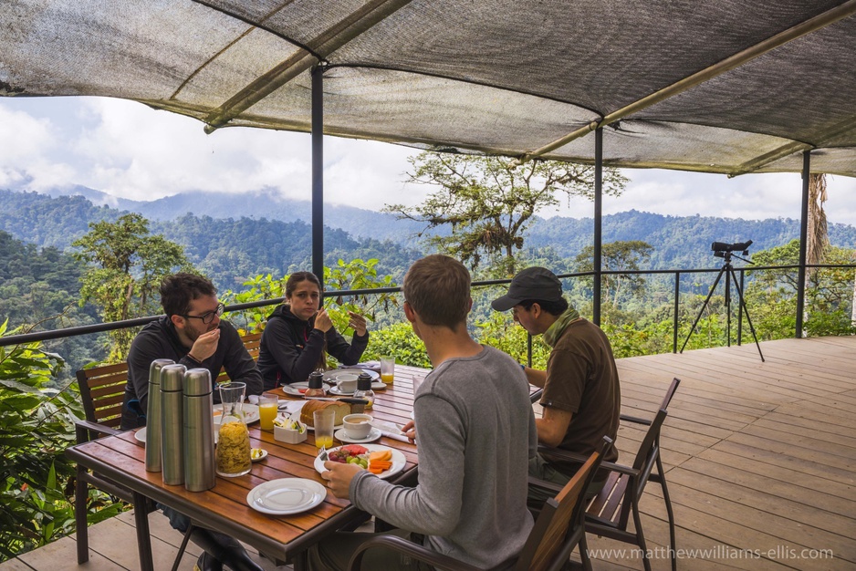 Mashpi Lodge tourists having breakfast at the Sky Life Centre