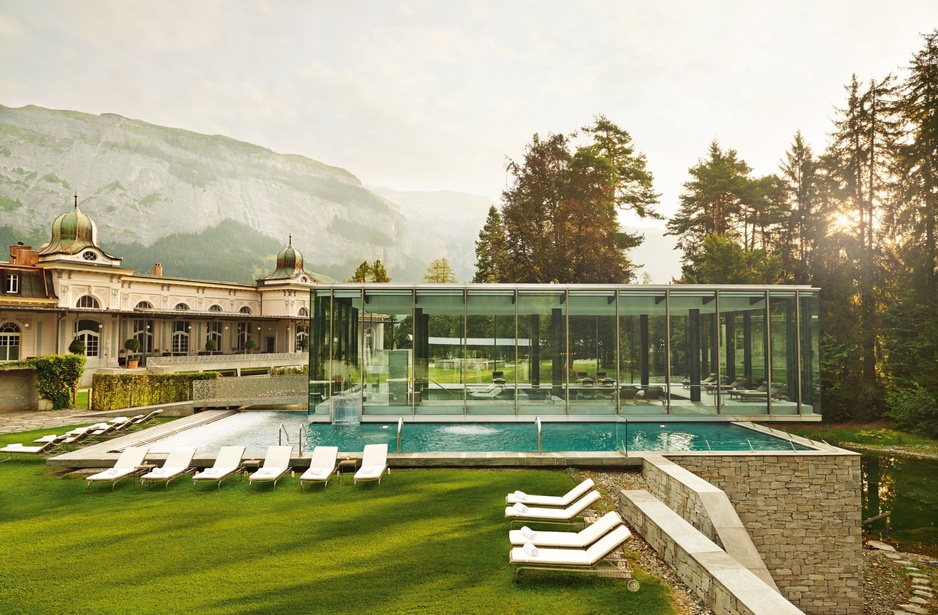 Waldhaus Flims Wellness Resort Glass Cube Pool