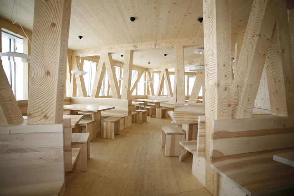 The New Monte Rosa Hut wooden restaurant