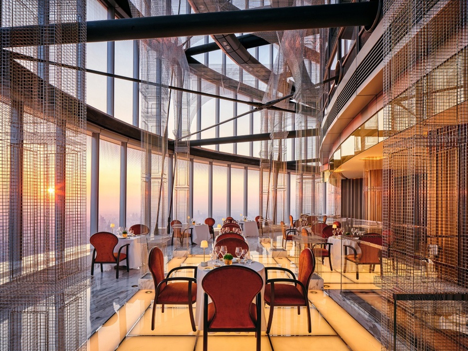 J Hotel Shanghai Centouno Restaurant Dining Area Sunset