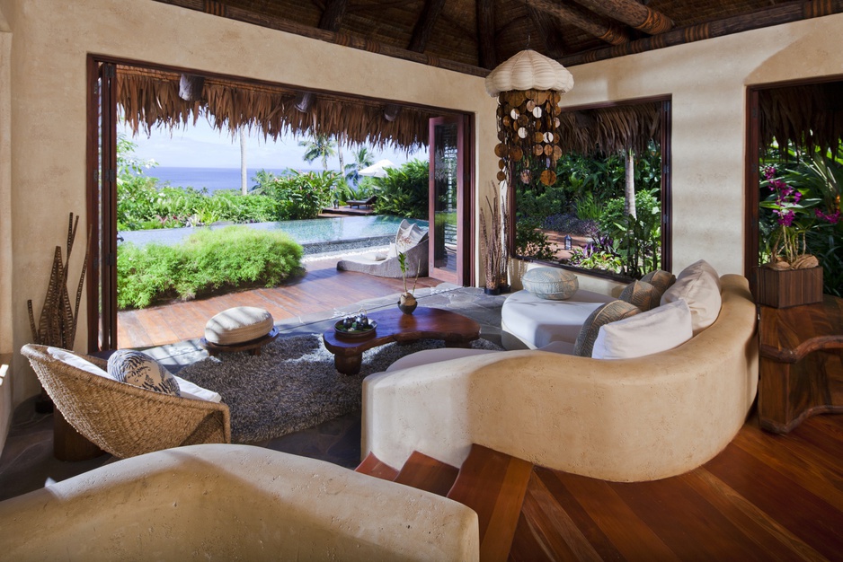 Laucala Island Resort Plateau Villa bedroom views on the pool