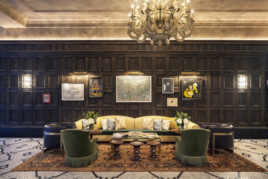 The Beekman Hotel yellow couch Barnes