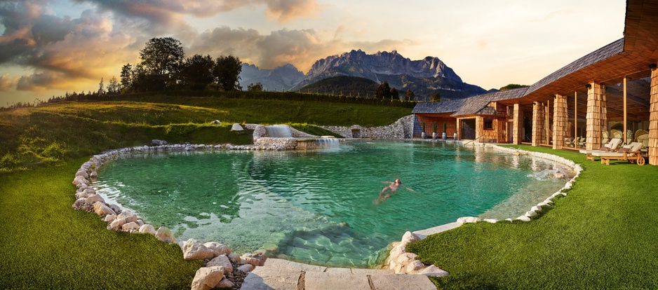 Green Spa Resort Stanglwirt Outdoor Pool with Alpine View