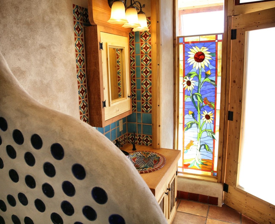 Earthship Colorful Bathroom