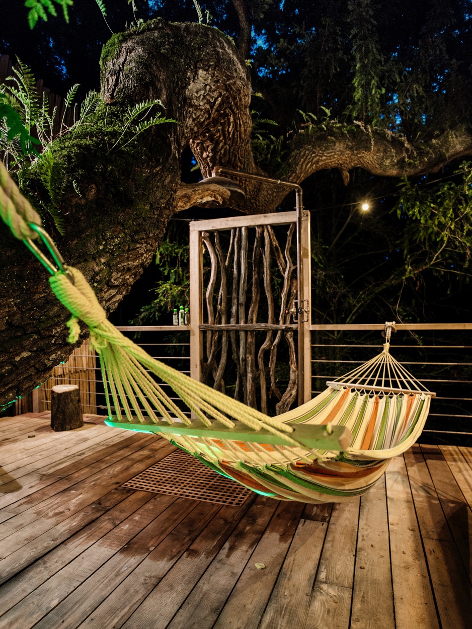 The Woodman's Treehouse Hammock on the Terrace