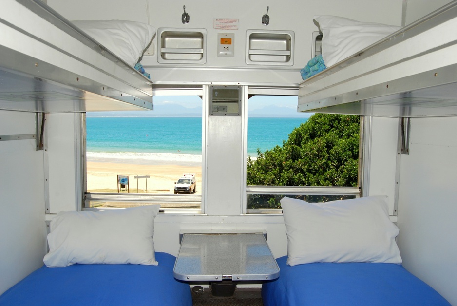 Santos Express train hotel room bunk beds