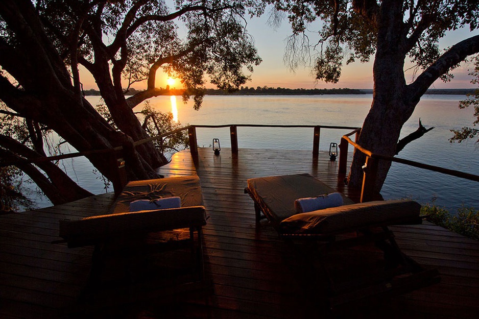 Tongabezi Lodge sun loungers at the river