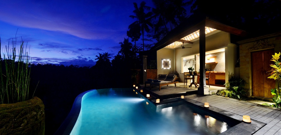 Kenran Resort Ubud Private Jungle Pool At Night