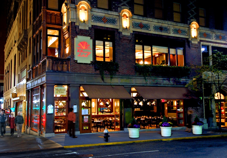 Library Hotel at night