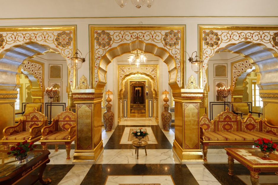 The Raj Palace golden interior