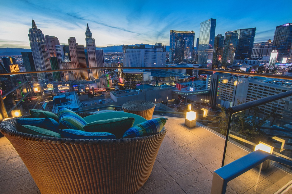 MGM Grand Skyline Terrace Overlooking Vegas At Night