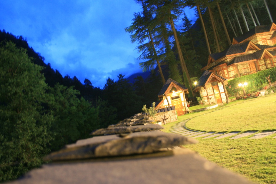 The Himalayan Village Resort at night