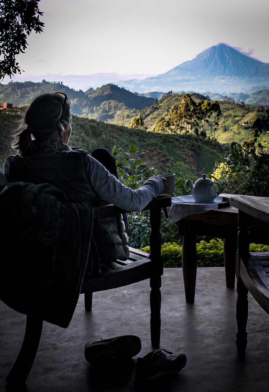 Clouds Mountain Gorilla Lodge Private Veranda With View On The Virunga Volcanoes