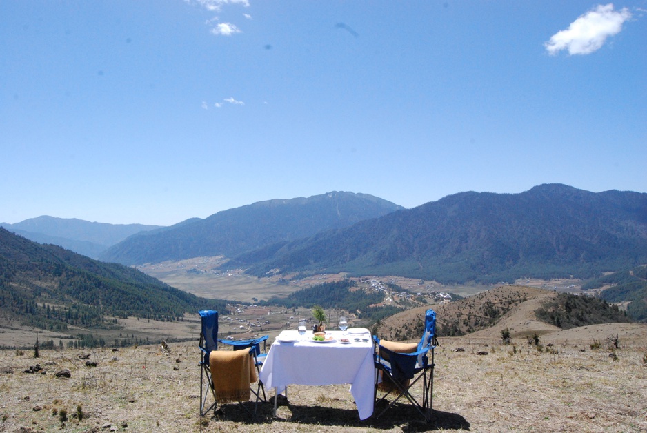 Outdoor Dining In The Gangtey Valley in Bhutan