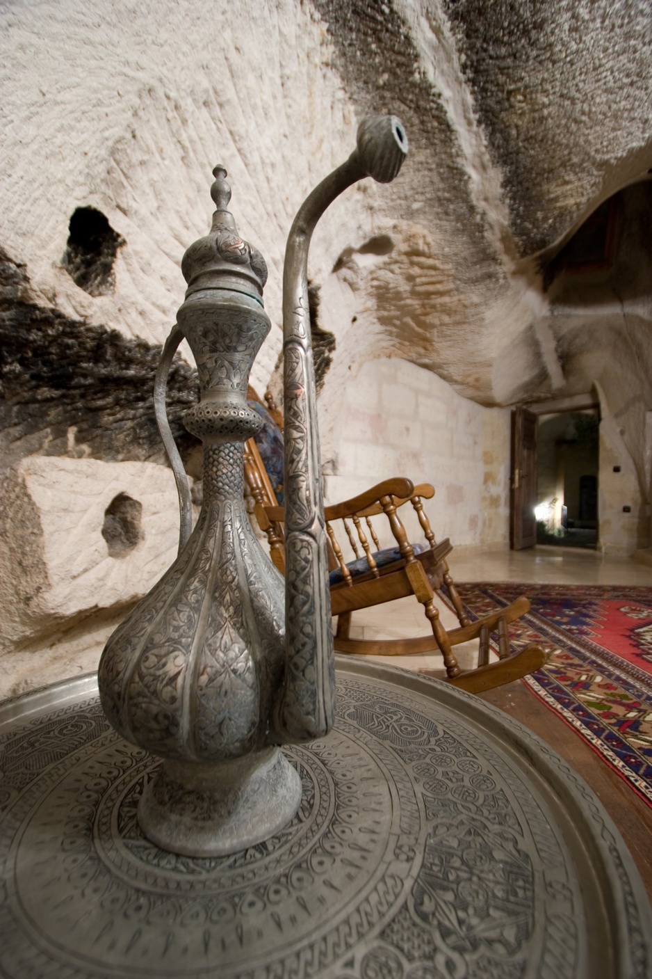 Vintage tea kettle in Gamirasu Cave Hotel room