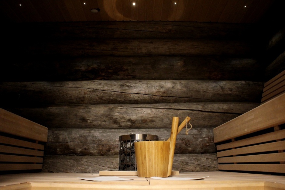 Traditional wooden Finnish sauna