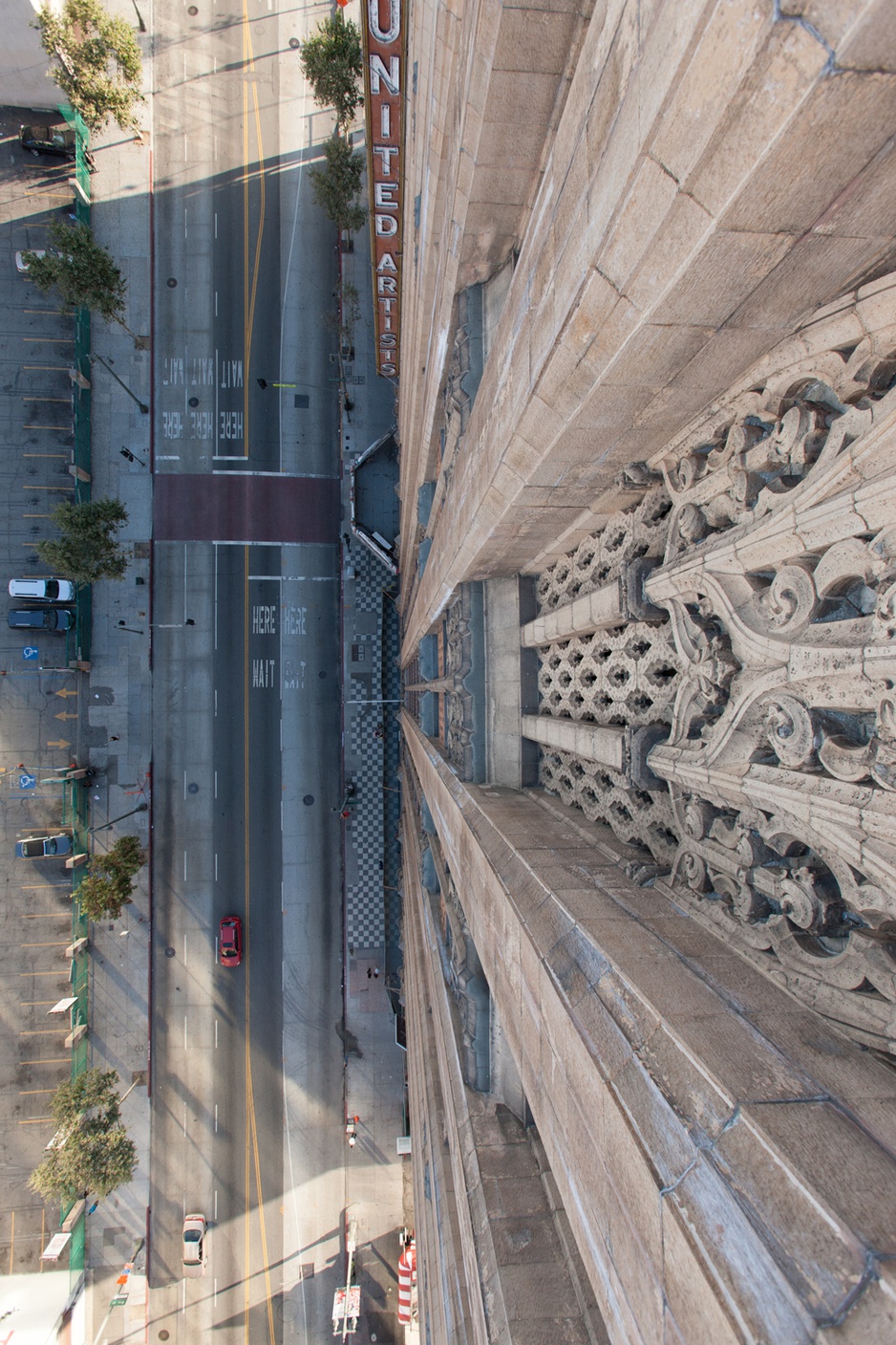 Looking down from the rooftop of the Ace Hotel Downtown Los Angeles