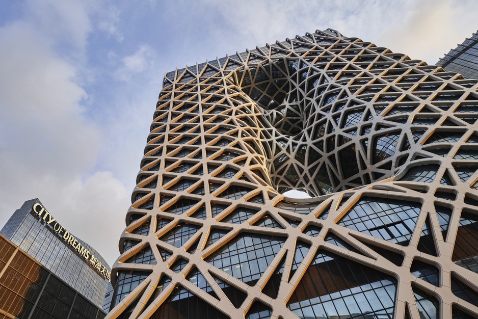 Morpheus Hotel Exposed Exoskeleton Mesh Structure Facade